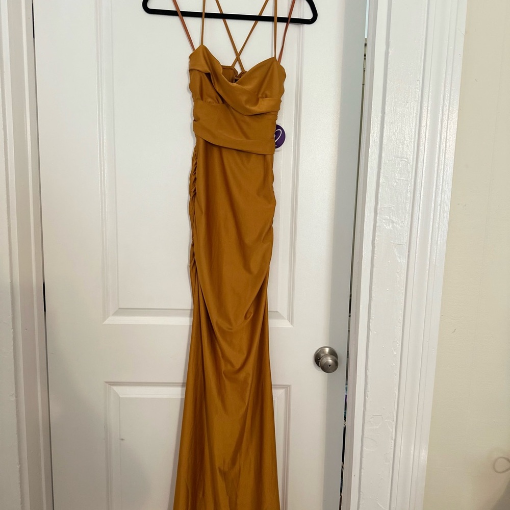 Windsor Mustard Backless Dress